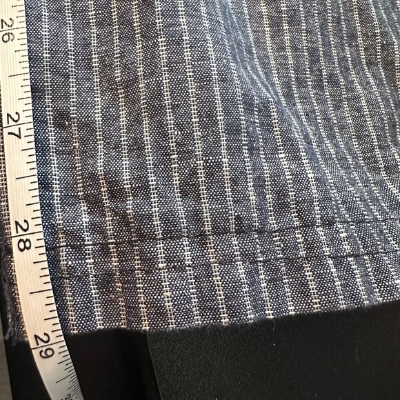 Small Relaxed Linen Cotton Stripe Pants With Elastic Waist & Drawstring Wide Leg - Picture 6 of 8